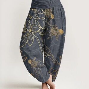 Buddha Stones Pure Cotton Lotus Leaf Women’s Harem Pants Size 12